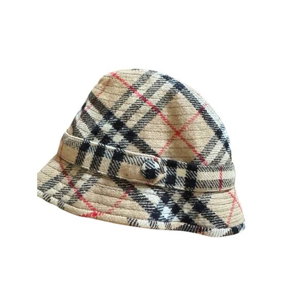 Vintage Burberrys Plaid Bucket Hat 6 7/8 – Nova Check Wool London Paris NYC - Picture 1 of 9